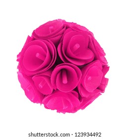 Hot Pink Roses Ball,  Isolated On White