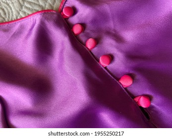 Hot Pink Satin Buttons. Color Block Purple And Hot Pink.