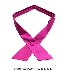 Hot Pink Satin Crossover Uniform Tie Isolated On White Background. Concitor Collection