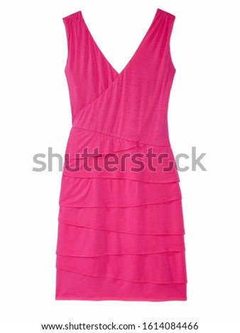 Hot pink sleeveless dress on white background