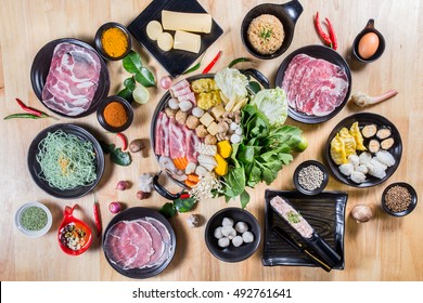 Hot pot soup with wide variety of ingredients
