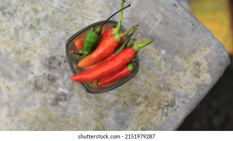 Hot Red Chilli, Pile Of Cayenne Pepper In A Bowl, Spicy Red Green, Ready For Cooking, Already Picked, Food Photography, Delicious, Taste Fresh Herbal Vegetable, Agriculture.