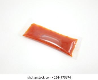 Hot Sauce On Clear Plastic Sachet