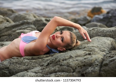 Hot Sexy Blonde Bikini Posing Near Stock Photo Shutterstock