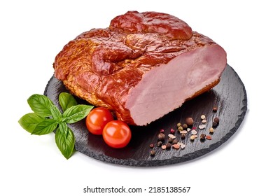 Hot Smoked Ham, Isolated On White Background