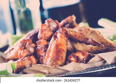 Hot and spicy buffalo chicken wings. 