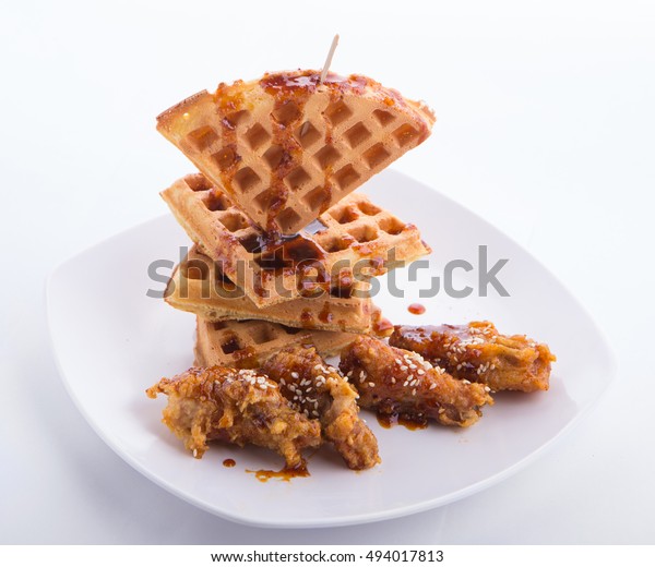 Hot Spicy Chicken Wings Serve Waffle Stock Photo Edit Now