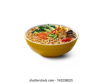 Hot And Spicy Curry Instant Noodle Soup With Vegetables