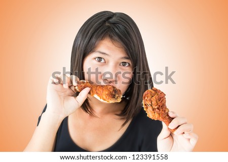 Hot And Spicy ,Girl With Fried Chicken