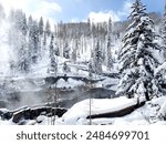 Hot spring in winter Steamboat Springs Colorado