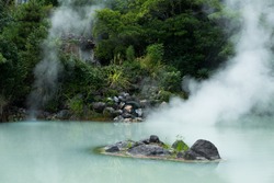 Hot Springs In Beppu Of Japan