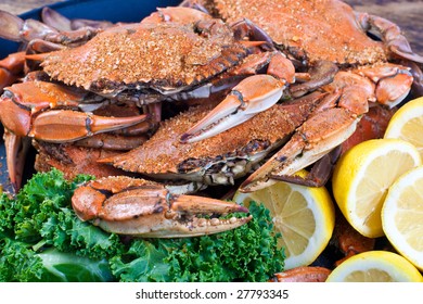 Hot Steamed Crabs, Famous Blue Crabs From Chesapeake Bay In Maryland State