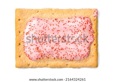 Hot Strawberry Iced Toaster Pastry with Sprinkles Isolated on White Background Toasted Frosted breakfast stuffed Tart cookies