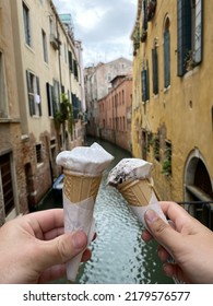 Hot Summer In Venice.  There Is Nothing Better Than Stopping At One Of The Canals And Eating A Scoop Of Ice Cream.