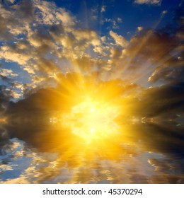 Hot sunset over lake water - Shutterstock ID 45370294