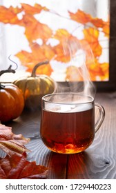 Hot Tea And Autumn Leaves