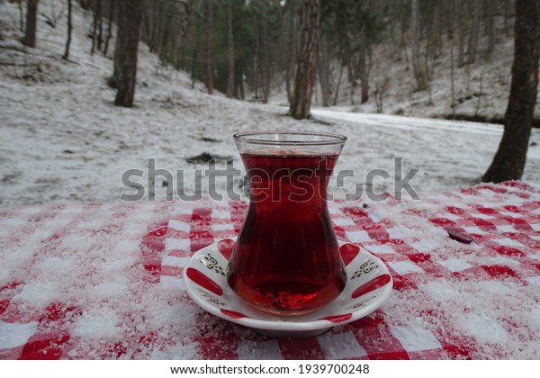 Hot tea in the forest\
and cold weather