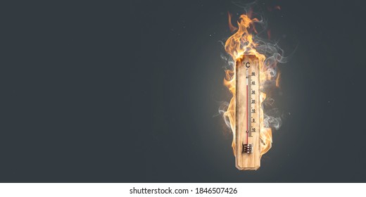 Hot temperature - Thermometer on fire - Shutterstock ID 1846507426