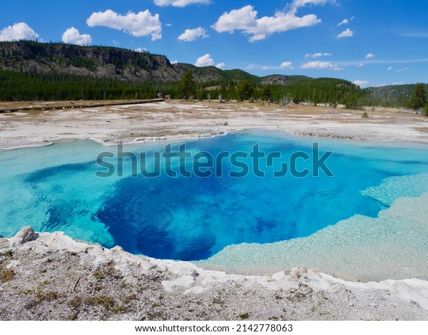 Hot\
thermal spring Sapphire Pool in Biscuit Basin Area. Yellowstone\
Nationalpark, Wyoming, USA. High quality\
photo