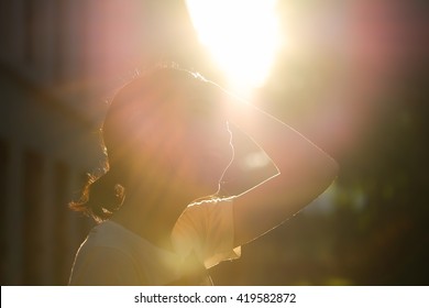 hot weather with sun flare - Shutterstock ID 419582872