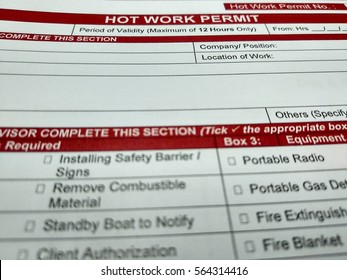 Hot Work Permit Form And Checklist. Hot Work Permit Is A Safety Tools To Ensure Safe Operation Conducted Before Activity Conducted. 