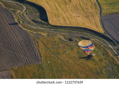 Hot-air Balloon After Landing. A Bird's Eye View.