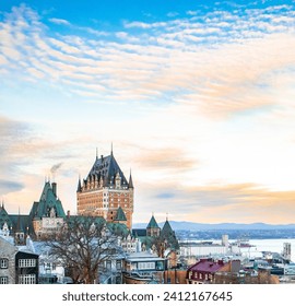 Hotel Chateau Frontenac in winter during sunset in Quebec City, Canada. - Powered by Shutterstock