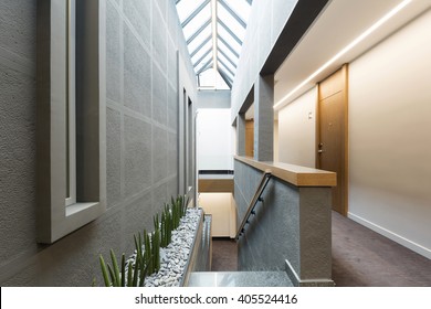 Hotel Corridor With Stairs 