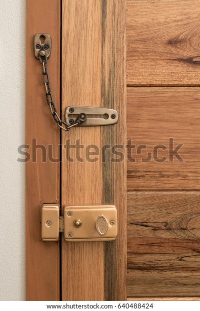 Hotel Door Lock System Slide Chain Stock Photo Edit Now 640488424