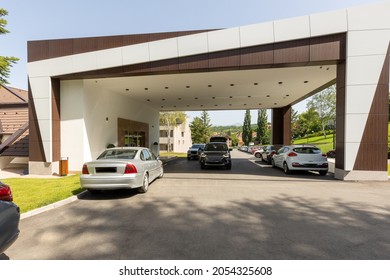 Hotel Entrance Car Passage In The Afternoon