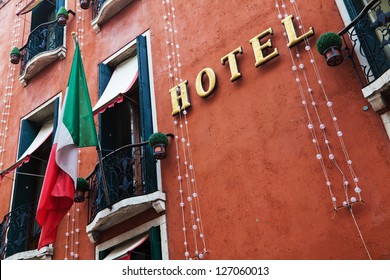 Hotel Facade In Venice, Italy