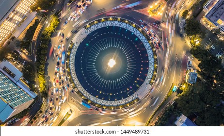 Hotel Indonesia Roundabout (Bundaran HI) From Above