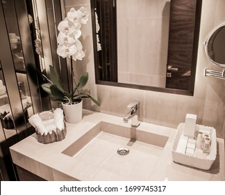 Hotel interiors with nice bathrooms