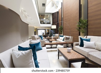 Hotel lobby cafe interior - Shutterstock ID 239485759