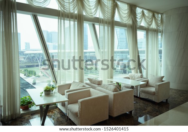 Hotel Lobby Interior Reception Desk Sofas Stock Photo Edit Now 1526401415