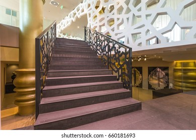 Hotel Lobby Interior With Stairs