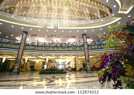 The hotel lobby interiors