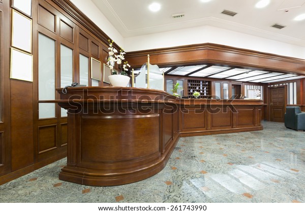 Hotel Lobby Reception Desk Stock Photo Edit Now 261743990