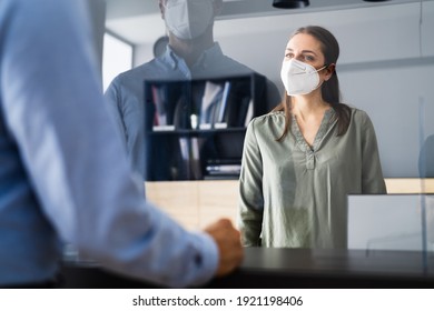 Hotel Reception Desk Counter With Face Mask