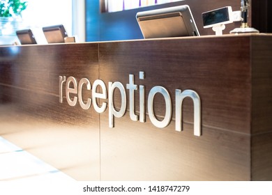 Hotel Reception Desk. No People.