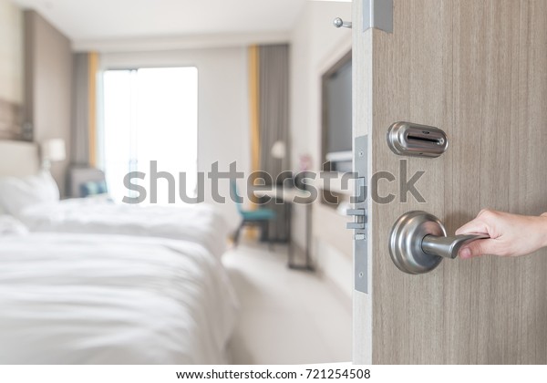 Hotel Room Door Opened Unlock Guest Stock Photo Edit Now