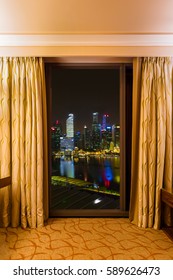 Hotel Room And Singapore View - Vacation Concept Background