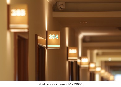 Hotel Rooms Focused On One Room Number