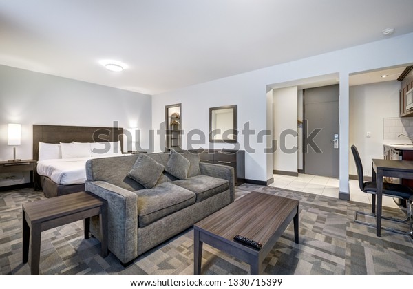 270 Hotel Room Kitchenette Images Stock Photos Vectors Shutterstock   Hotel Rooms Interiors Bathrooms Kitchenettes 600w 1330715399 