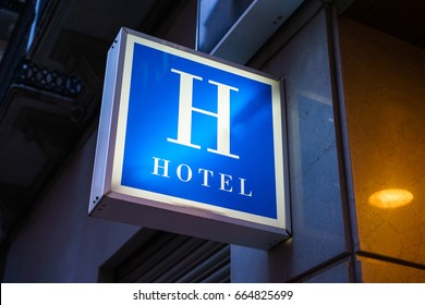 Hotel sign on wall