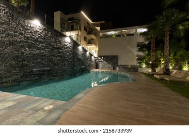 Hotel Swimming Pool In The Night