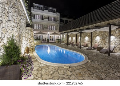 Hotel Swimming Pool At Night 