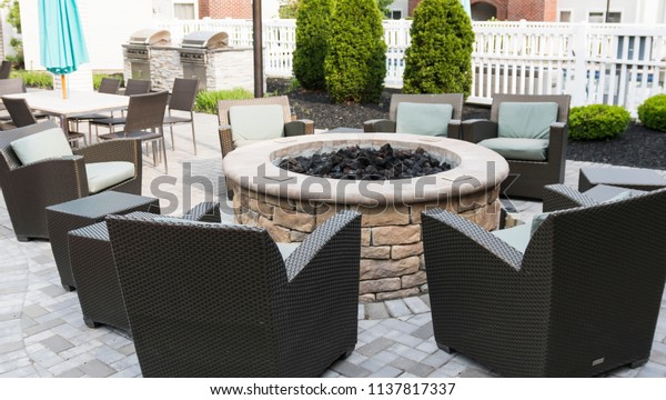 Hotels Patio Set Fire Pit Chairs Stock Photo Edit Now 1137817337