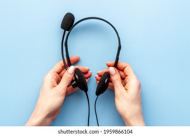 Hotline Or Call Center Support. Headset Equipment