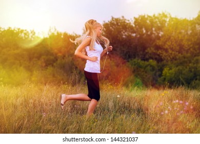 hotspot fitness sport woman blonde running runner girl nature lifestyle female exercise healthy young run - Powered by Shutterstock